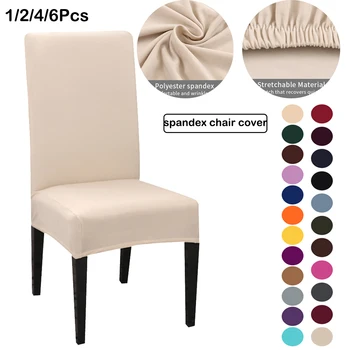 

1/2/4/6pcs Solid Color Chair Cover Spandex Stretch Elastic Slipcovers Chair Covers For Kitchen Dining Room Wedding Banquet Hotel