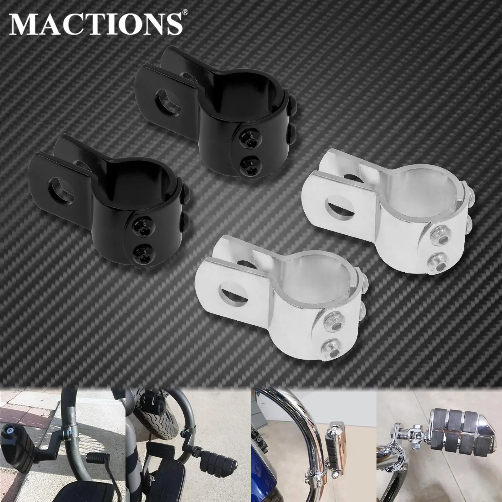 

32mm Motorcycle 1-1/4" Highway Footrest Foot Pegs Mount Clamps Black/Chrome For Harley Sportster XL 1200 Dyna Touring For Yamaha