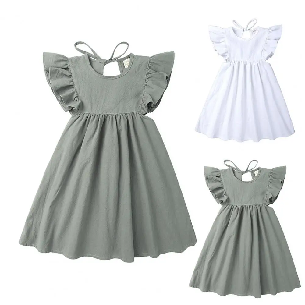 Baby Dress A-line Short Sleeves Large Hemline Loose Toddler Girl Dress for Travel image_0