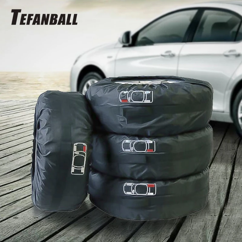 

4Pcs Spare Tire Cover Case Polyester Automobile Tires Storage Bag Covers Auto Car Tyre Accessories Vehicle Wheel Rim Protector