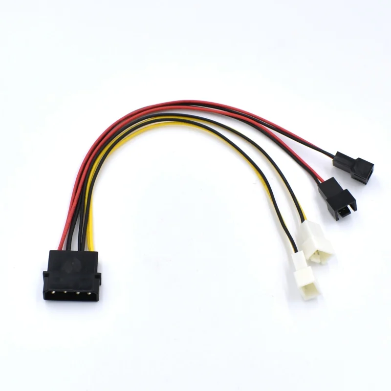 20 см UL 22AWG 4Pin IDE Molex to 4 * fan 3 контактный источник питания 2*12V 5В|Компьютерные кабели и