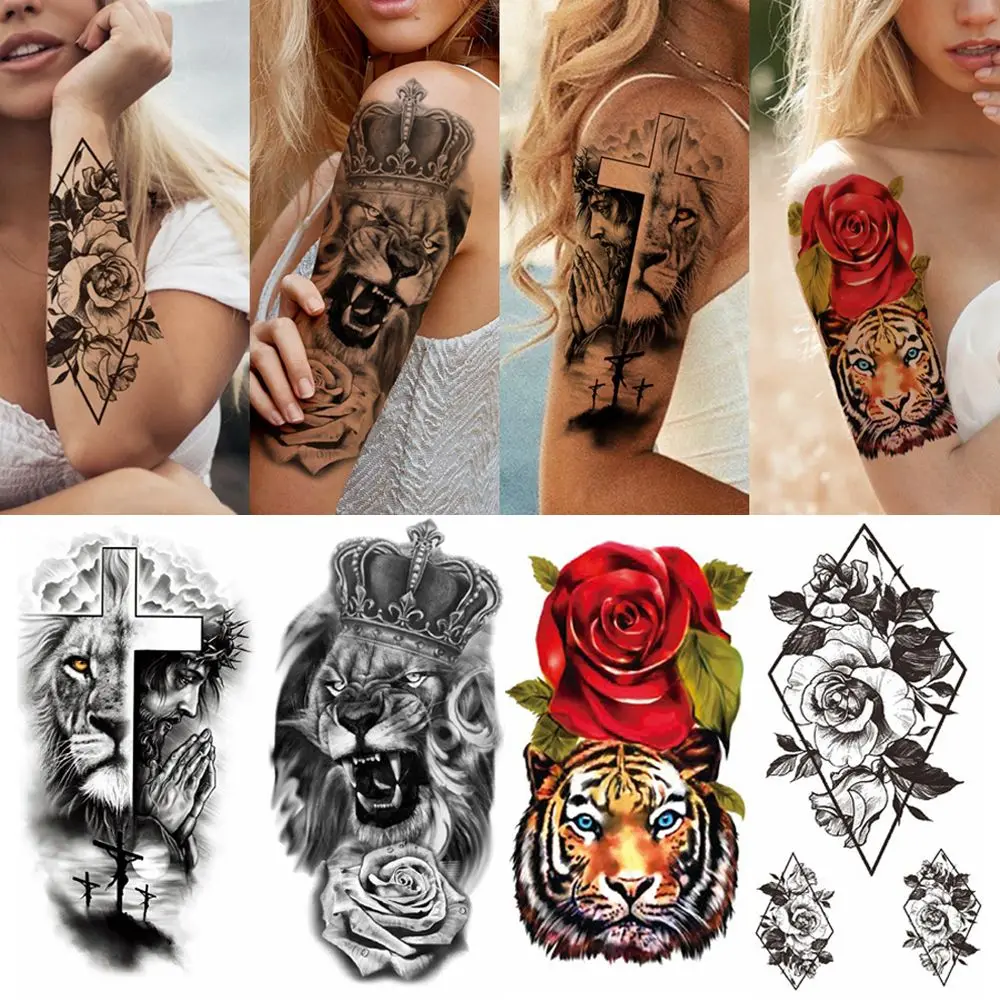 Halloween Skull Temporary Tattoos for Adults 3D Pirate Evil Joker Gangster  Fake Tattoo Stickers Arm Cross Long-lasting Tattoos - AliExpress