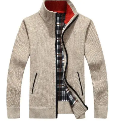 Новые модные мужские свитера осень-зима, теплый кашемировый шерстяной пуловер с косой молнией, Свитера мужские повседневные трикотажные свитера, большие размеры XXXL