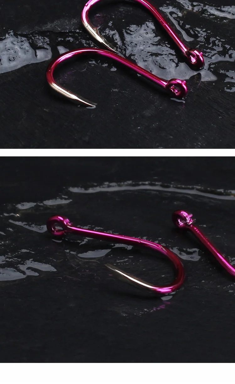 Angelhaken mit Widerhaken, pfirsichfarben, flacher Zahn, Haken aus Kohlenstoffstahl, gebogener Mund, dreieckig, schneller Angriff, Angelhaken, Lot 15 Stück im Angebot – Detail 10