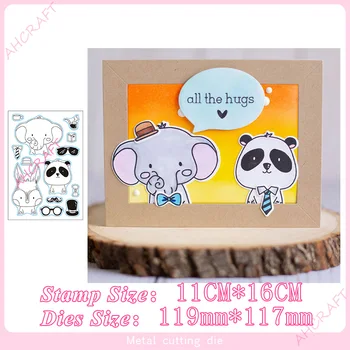 

Elephant and panda Stamp and Metal Cutting Dies DIY Scrapbooking for Photo Album Decorative Embossing Silicone Clear Stamps 2020