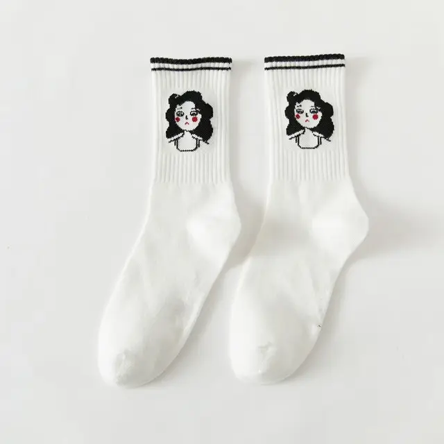 2020 New Autumn Black and White Sports Women Socks Cotton Cute Winter Socks Women Kawaii 8