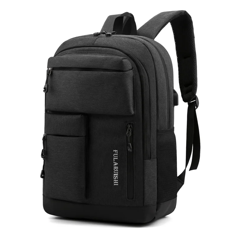 Высококачественный мужской рюкзак для ноутбука, черный рюкзак для путешествий, школьные сумки для мальчиков-подростков, Mochila - Цвет: Черный