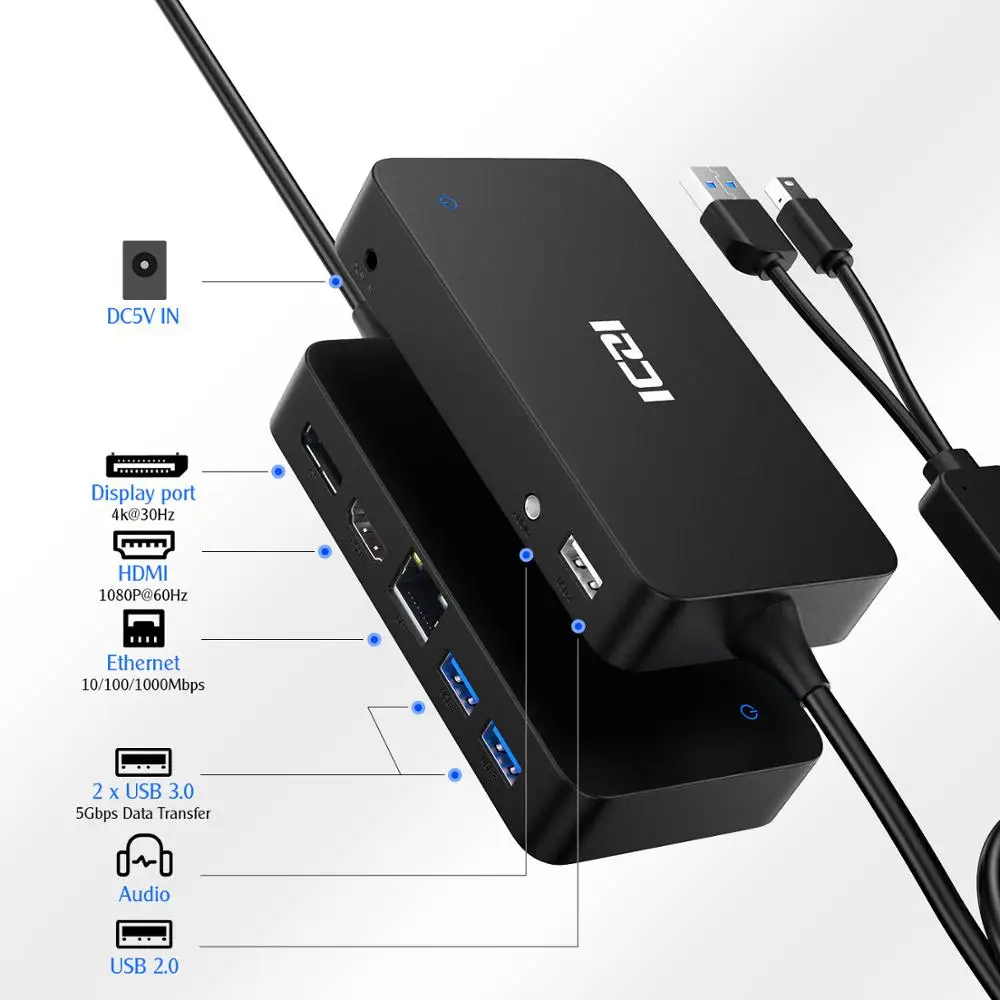 ICZI Surface Dock USB Hub with HDMI DP Ethernet Lan port USB 2.0/3.0 Port Docking Station for Microsoft Surface Pro 6 5 4 3