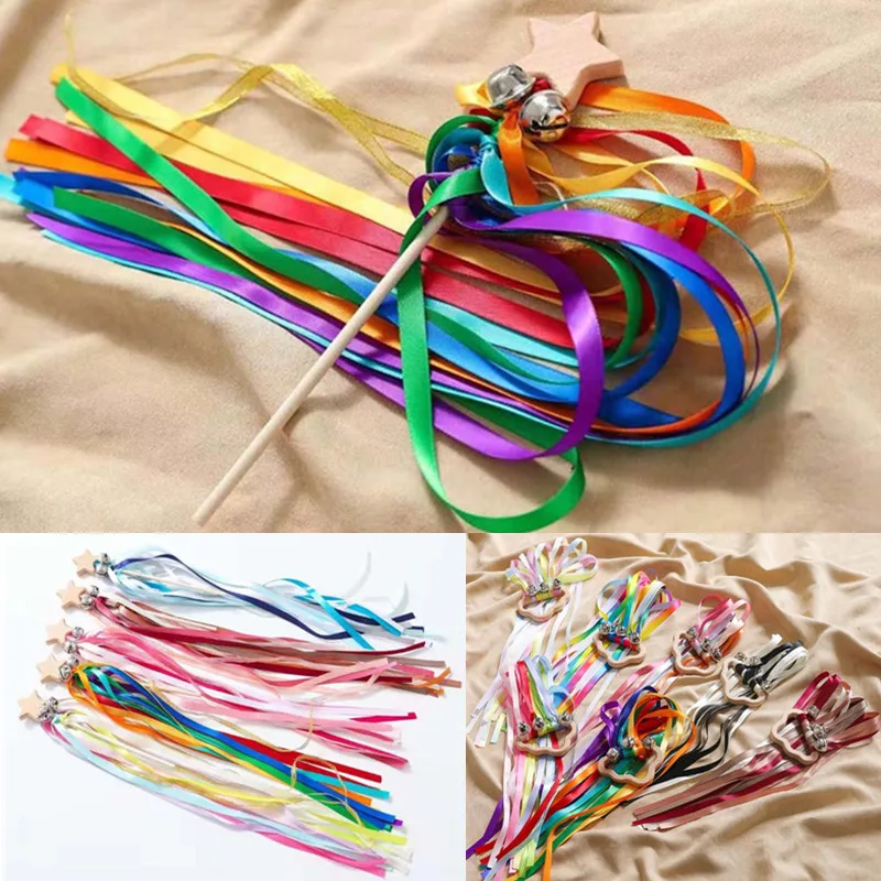 Wooden Montissori Rainbow Sensory Ribbon 6cm Ring SEN Autism Fidget Toy 