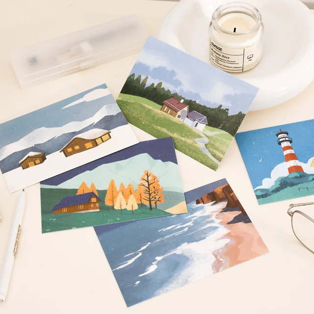 라운드 단어 여행 장식 카드 아트 엽서 풍경 DIY 벽 스티커로 집을 꾸미세요!