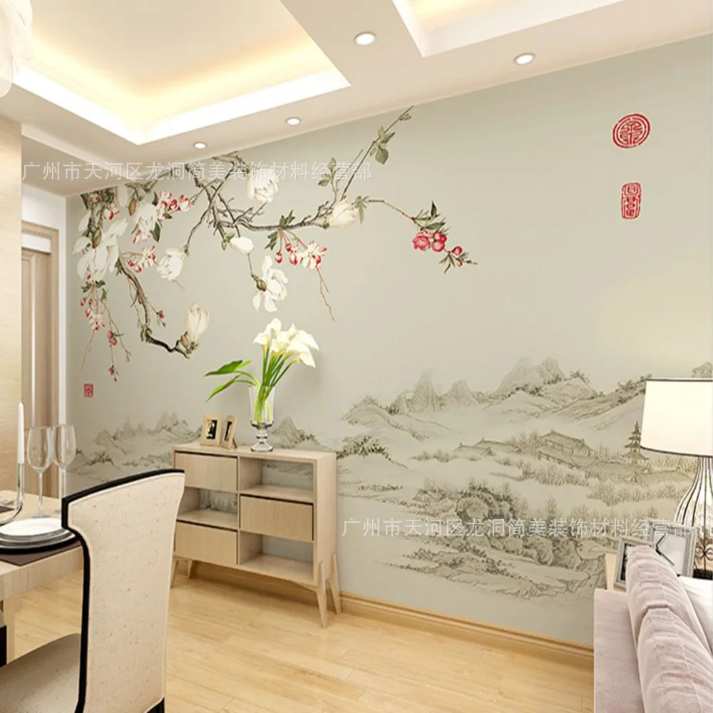 

3D Chinese Style Wallpaper Mural Customizable Wallpaper Living Room Television Background Wall Mural Sofa Wall Nonwoven Fabric