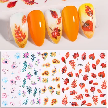 

1 Sheet Marple Flowers Pattern 3D Nail Stickers Colorful Nail Art Transfer Sticker Decals Design Tip Wrap Slider Nail Art Decor
