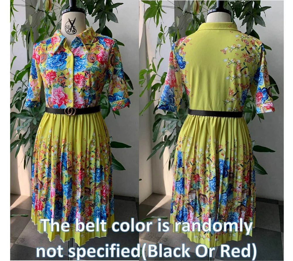 Желтого цвета с цветочным принтом в винтажном стиле элегантное плиссированное