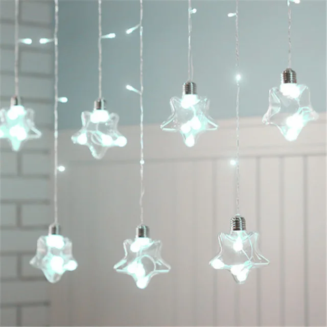 Светодиодный светильник с шариками желаний,, 220 В, вставной светильник для занавесок, фоновое украшение, свадебные украшения, вечерние украшения - Цвет: 12star-white