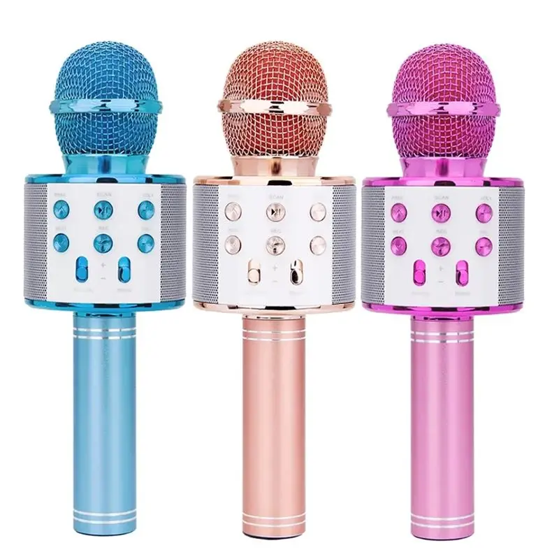 WS 858 беспроводной Bluetooth конденсаторный микрофон для караоке динамик плеер KTV