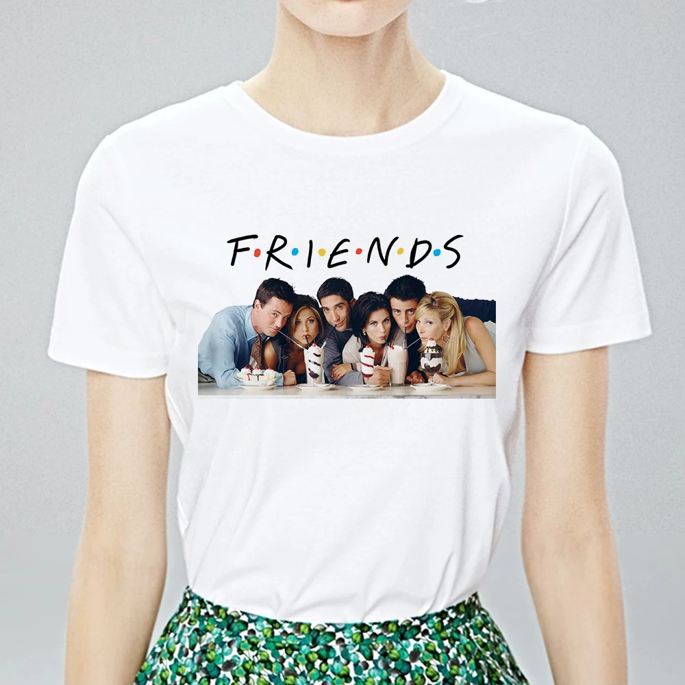 Summer Punk Hip Hop FRIENDS Print Tshirt Loose Cheap Vintage Streetwear Fashion Casual T shirt Baggy size Harajuku T-shirt | Женская