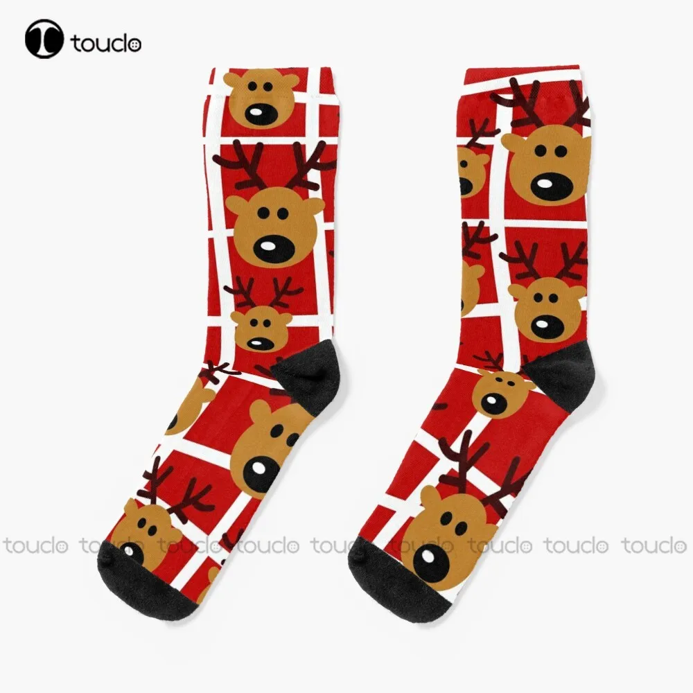 

Reindeer Socks Soccer Socks Personalized Custom Unisex Adult Teen Youth Socks 360° Digital Print Christmas Gift Hd High Quality