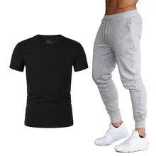 Мужская футболка+ брюки из двух частей, повседневный спортивный костюм, Повседневная футболка из двух частей
