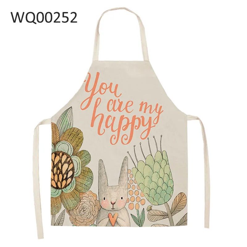 WQ00252 Home Cleaning Tools 68*55cm,47*38cm Cooking Apron Cartoon Animal Printed Waterproof Cotton Linen Women Sleeveless Kitchen Aprons - Цвет: WQ00252