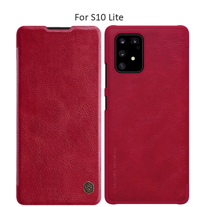 Retro red Кожаный флип-чехол Nillkin Qin для samsung Galaxy S10 Plus 5G S9 Plus Lite - Цвет: Retro red