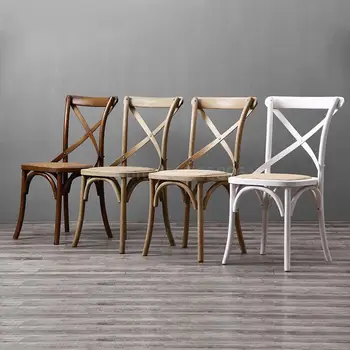 

American solid wood chair home back retro dining chair simple seat hotel restaurant hotel chair 2 from the sale