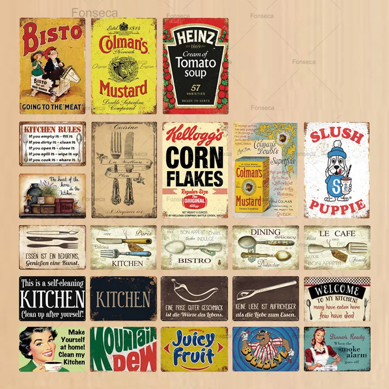 Кухонный металлический знак винтажный жестяной ретро-кухонные знаки домашний