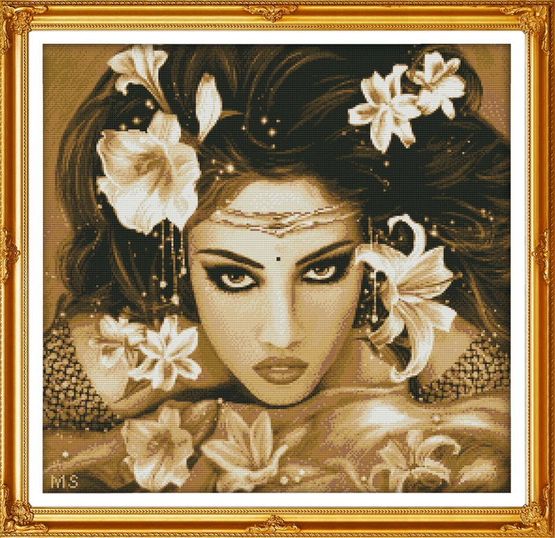 Charming woman cross stitch kit people 18ct 14ct 11ct count print canvas stitches embroidery DIY handmade needlework | Дом и сад