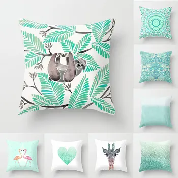 

2020 New Mint Green Blue Cushion Covers Modern Nordic Geometric Throw Pillows Cover Sofa Bed Decorative Livingroom Pillows Case