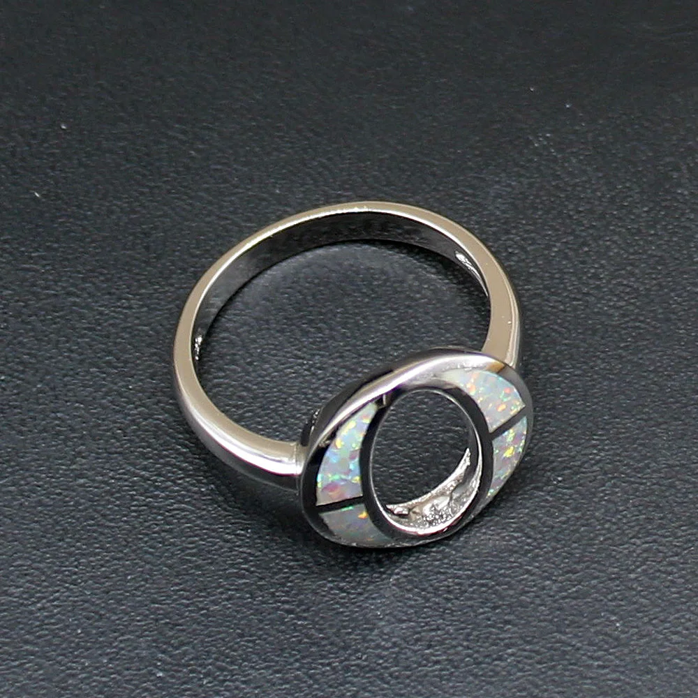 Gemstonefactory Jewelry Big Promotion Single Unique 925 Silver Mystical Fire White Opal Women Gifts Band Rings 7# 20214440
