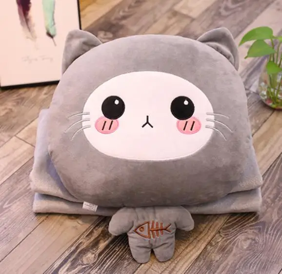 Игрушек! Милая плюшевая игрушка, милая мультяшная кошка, котенок, собака хаски, коала, мягкая подушка, теплое одеяло, подарок на день рождения, Рождество - Цвет: gray cat