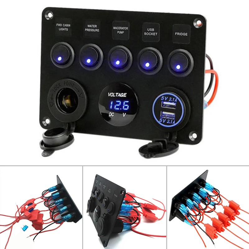Автомобильный переключатель синяя розетка прикуривателя двойной USB DC 12 V/24 V 5V 2.1A+ 2.1A напряжение