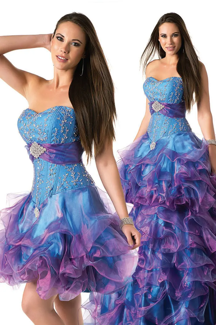 

Best Price Purple And Blue Sweetheart With Removable Skirt Ball Gown Quinceanera gown 2018 vestido de noiva bridesmaid dresses