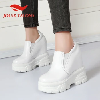 

JOUIR TALONS Dropship Genuine Leather Women Pumps Increased Internal Round Toe Platform Spring/Autumn Women Shoes