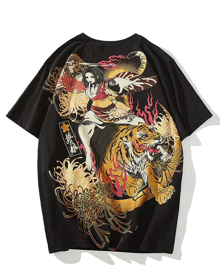 2021 new Japanese fashion brand men's personality trend breathable bronzing printed tiger short sleeve cotton T-shirt summer • COLMADO