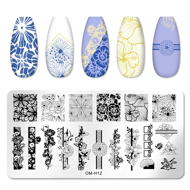 Nail Stickers Art Stamping Template Butterfly Leaves Floral Heart Stamp Plate Stencil Reusable Metal Manicure Nail Accessories M12