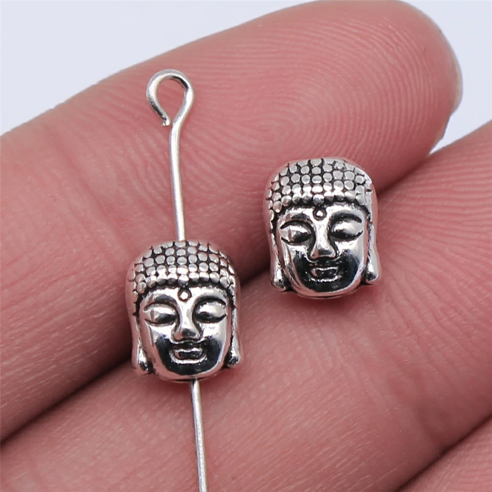 

Wholesale 150pcs/bag 9x7mm Antique Silver Color Buddha Head Small Hole Beads For Jewelry Making DIY Jewelry Findings