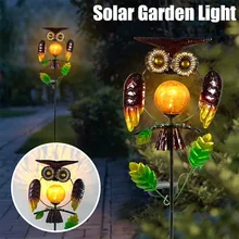 Солнечный модельный газонный светильник в виде совы из кованого железа, окрашенный в виде раковины, наружный светильник# NN1023