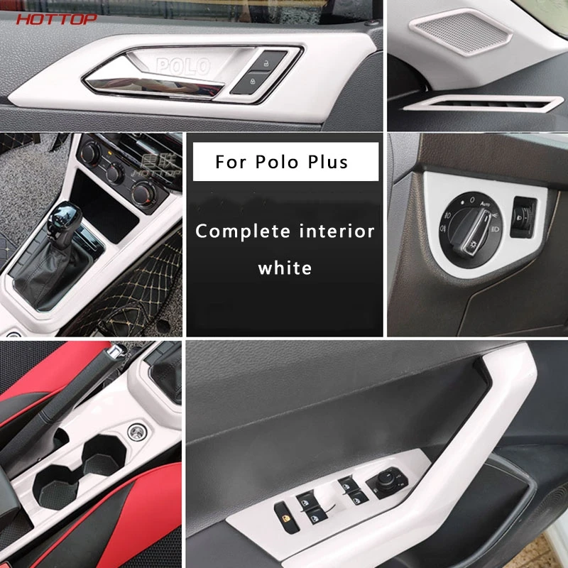 Полный комплект белая внутренняя отделочная полоса для Vw Polo Plus 2019 дверная ручка