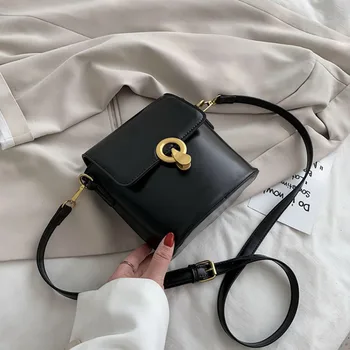 

[BXX] PU Leather Solid Color Bucket Bags For Women 2020 Fashion Shoulder Messenger Handbags Summer Luxury Cross Body Bag HL887