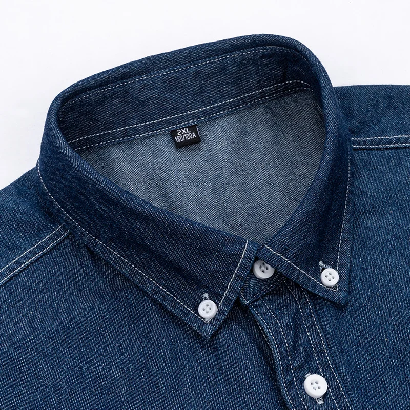 Denim Shirt Men's Short Sleeve Cotton Jeans Denim Shirt