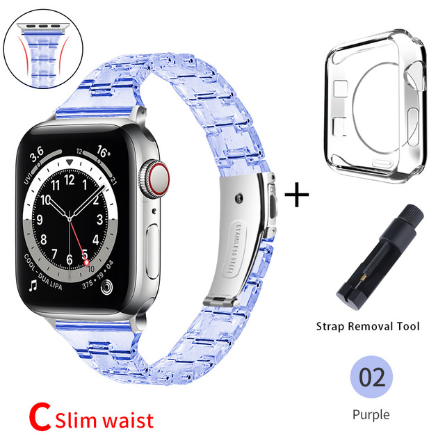 Transparent Jelly Band For Apple Watch 44mm 40mm Series Se7654 Clear Strap on Smart Iwatch 123 38mm 42mm Bracelet Watchband