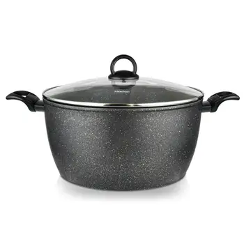 

Fissman Forged Casserole with Glass Lid Non Stick Marble Coating Induction Cooker