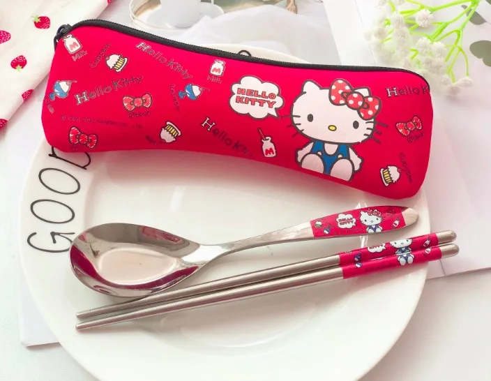 20 наборов kawaii Мультяшные столовые приборы в форме котов, набор оптом из нержавеющей стали, ложки и палочки для еды, вечерние подарки для девочек, рождественский подарок
