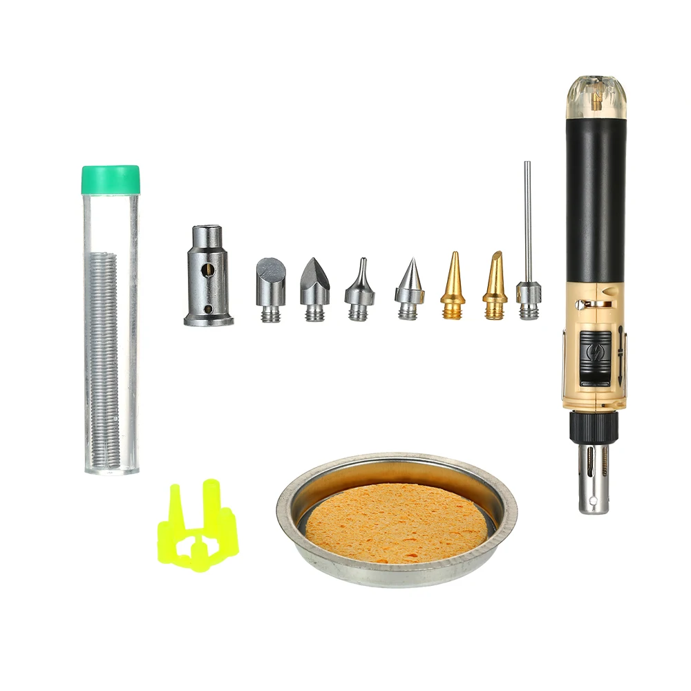 12 in 1 Soldering Iron Kit Full Electronics Set Welding Tool Car Repairing Gas Soldering Self-igniting Torch Outdoors / Grey