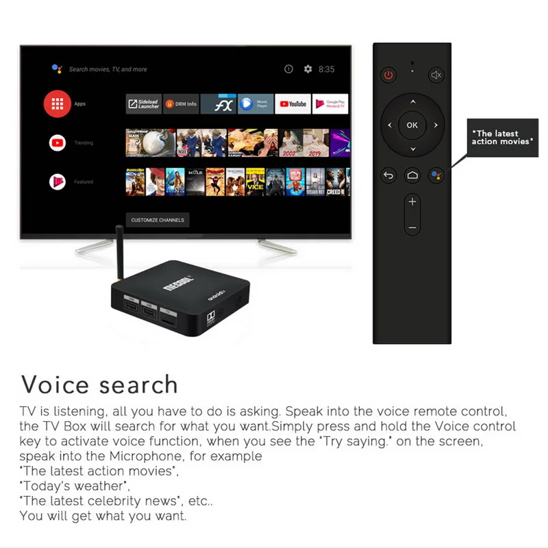 MECOOL KM8 A tv Android 9,0 Smart tv Box Google Голосовое управление Amlogic S905X 2 Гб ОЗУ 16 Гб ПЗУ Android ТВ приставка Bluetooth телеприставка
