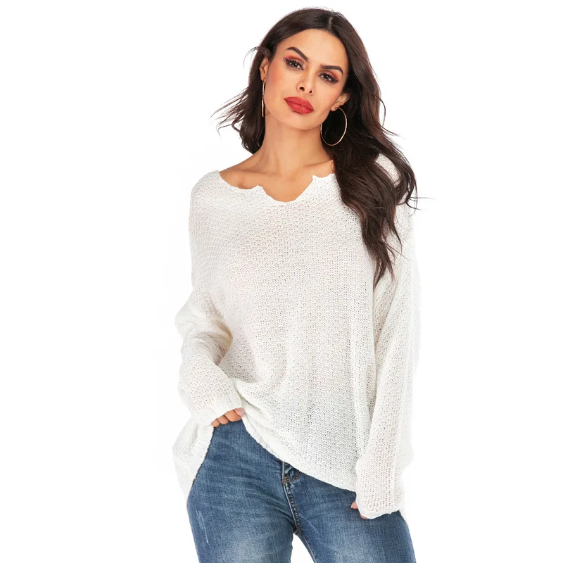 Sweaters Women 2019New European American winter clothes women Thin
Sweater V-neck Sleeve sweater Cotton Casual White Pink yellow