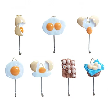 

Wall Hook Kitchen Decorative Hook For Bedroom Hanging Key Strong Adhesive hook Cute Resin Egg Shape Hanger Kitchen Accessories