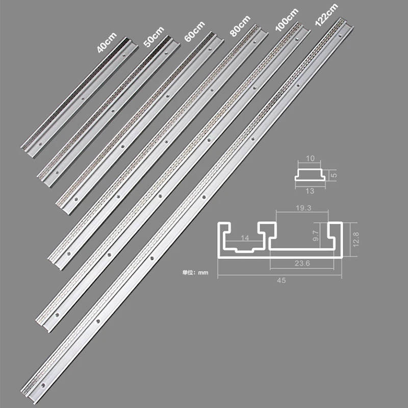 45 мм т-образная дорожка, алюминиевый слот, трак, трак, толкатель желоба для деревообработки, верстак, стол, инструмент DIY с метрической шкалой