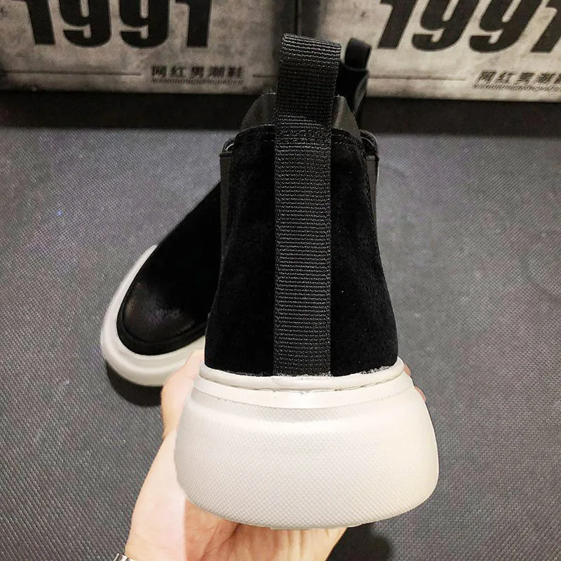 NEW Brand suede Leather high Quality design Slip on Motorcycle Men Chelsea Boots Fashion Men's flats shoes Ankle Boots sdc3