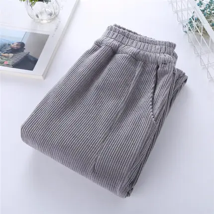 Осенние женские вельветовые штаны Pantalon Mujer, штаны-шаровары с эластичной талией размера плюс 3XL, повседневные спортивные штаны, свободные штаны C3575 - Цвет: gray pants
